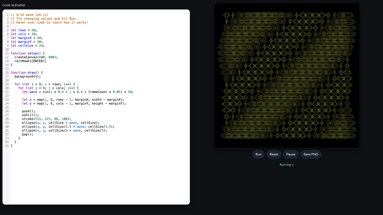 Interactive p5.js Playground
