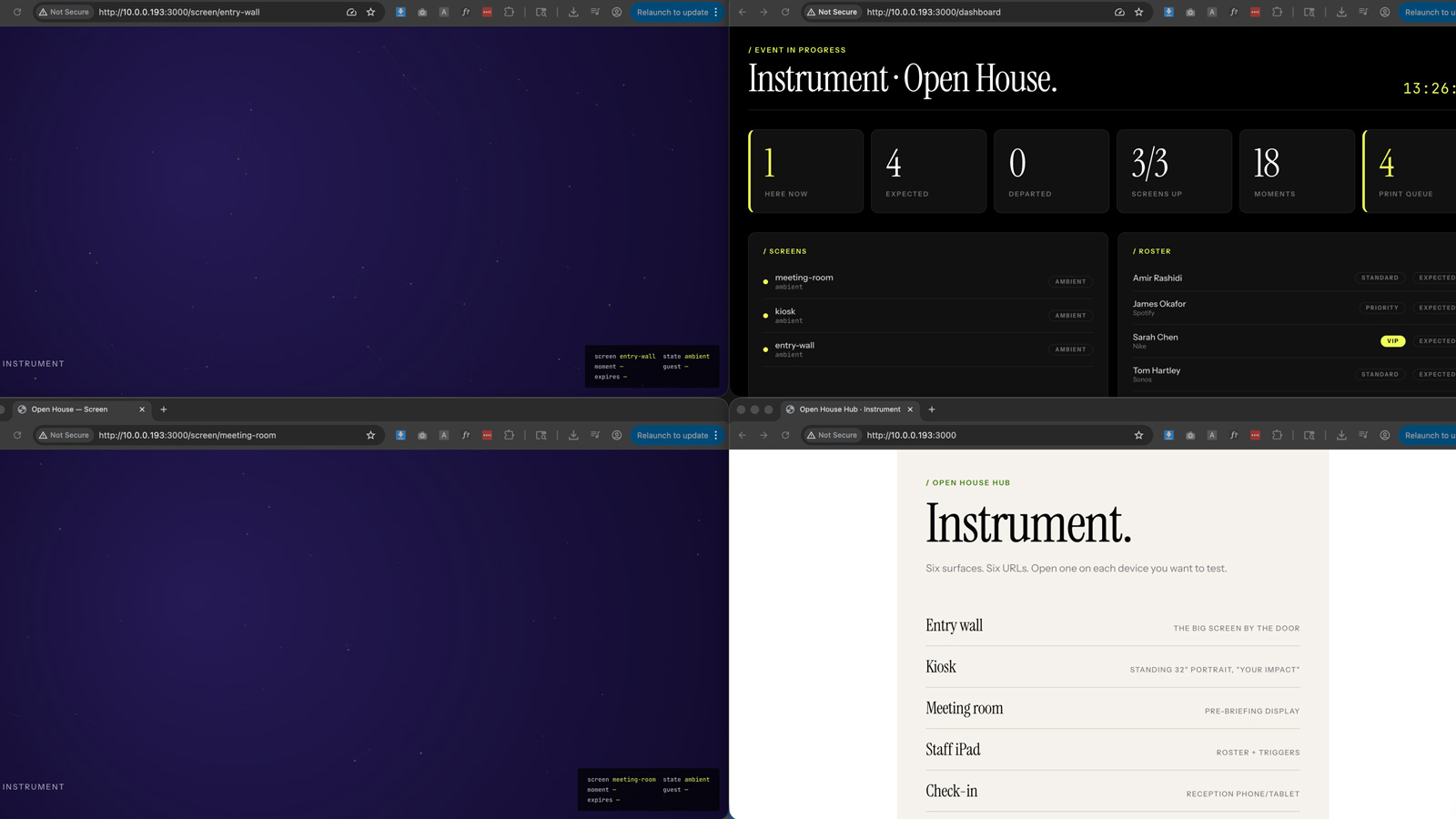Instrument Open House Experience