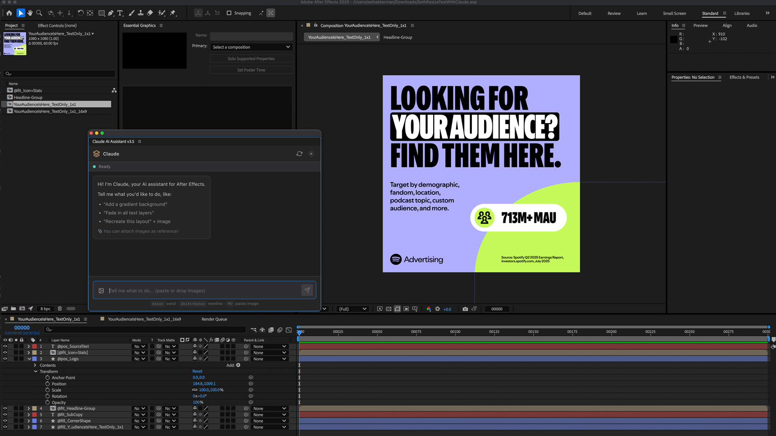 Claude AI Assistant for After Effects
